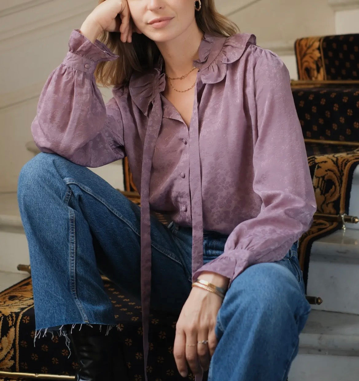 Blusa Jacquard satinada