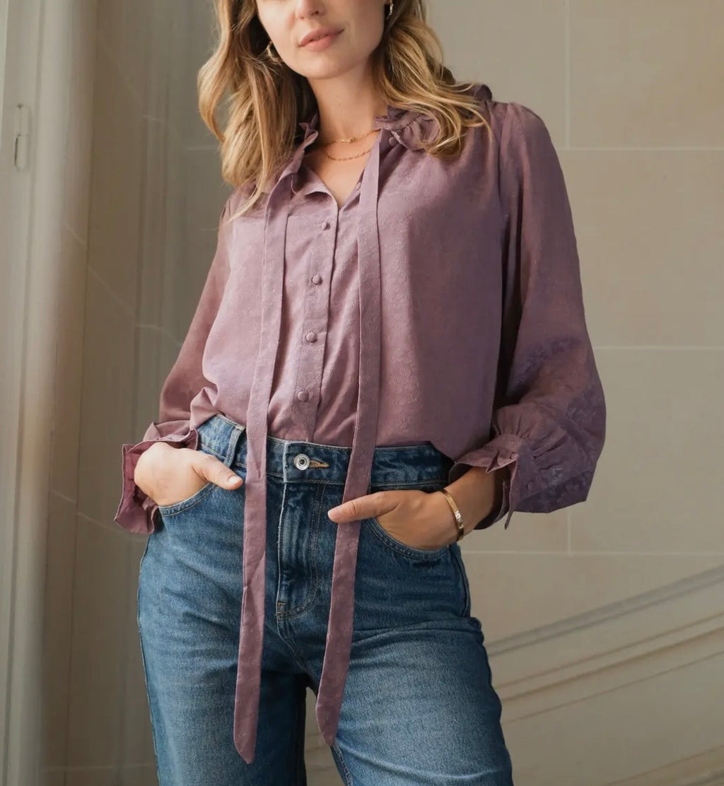 Blusa Jacquard satinada